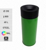 Stahl Mülleimer, Abfallbehälter in RAL Farben 60 L