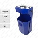 GESSERIT H Blue 50 liter Stahl Blau Standascher Standaschenbecher Kombiascher Kombi-Ascher Kombi Aschenbecher Mülleimer Abfallbehälter Abfallsammler Abfalleimer Mülltonne Müllbehälter Abfalltonne mit Ascher, Außenbereich