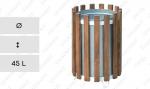 Holz/Stahl Abfalleimer 45 L Braun