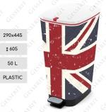 Kunststoff Abfallbehälter mit Pedal 50 liter L Union Jack, Großbritannien Flagge, Britische Flagge