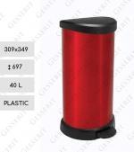Kunststoff Abfalleimer 40 L METAL rot + schwarz