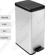 Kunststoff Abfalleimer 40 L metallfarben, Metall Effekt, Silber, schwarz