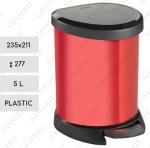Kunststoff Abfalleimer 5 L metallisch rot,schwarz