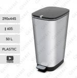 Kunststoff Abfalleimer Metall Effekt 50 L Effekt, metallfarben, Silber, schwarz
