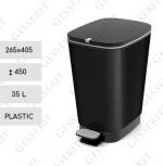 Kunststoff Abfalleimer mit Pedal 35 L metallisch schwarz