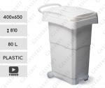 Kunststoff Abfalleimer mit Pedal 80 L weiß