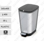 Kunststoff Abfallsammler 35 liter L Metall Effekt, metallfarben, Silber, schwarz