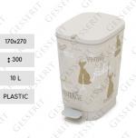 Kunststoff Abfallsammler mit Pedal 10 liter L Beige, Drapp