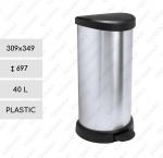 Kunststoff HACCP Abfallbehälter 40 L metallfarben, Metall Effekt, Silber, schwarz
