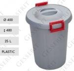 Kunststoff Müllbehälter 25 L Grau, rot