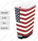 Kunststoff Mülleimer mit Pedal 50 L Amerikanische Flagge