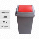 Kunststoff Mülltonne 50 L Grau, rot