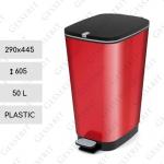 Kunststoff Rot Mülltonne mit Pedal 50 L metallisch rot