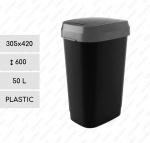 Kunststoff Schwarz Schwingdeckel Mülltonne 50 L schwarz, Grau