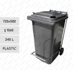 Kunststoff Schwarz Tretabfallsammler 240 L Grau
