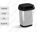 Kunststoff Tischmülltonne 10 L Metall Effekt, metallfarben, Silber, schwarz