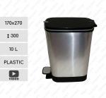 Kunststoff Tretabfallbehälter 10 L Metall Effekt, metallfarben, Silber, schwarz