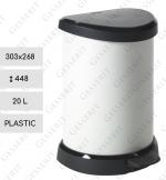 Kunststoff Tretabfallbehälter 20 L METAL weiß + schwarz