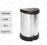 Kunststoff Tretabfallbehälter 20 L metallfarben, Metall Effekt, Silber, schwarz