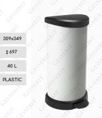 Kunststoff Tretabfallbehälter 40 L METAL weiß, schwarz