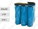 Stahl, Kunststoff Wertstoffsammler 3x70 L schwarz