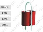 Stahl Müllbehälter Außen 2x17 L rot, weiß