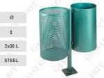 Stahl Mülleimer öffentliche 2x30 L grün